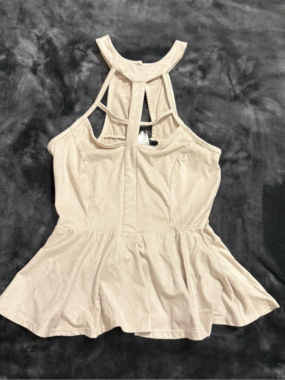 Neutral Halter Peplum Camisole Top